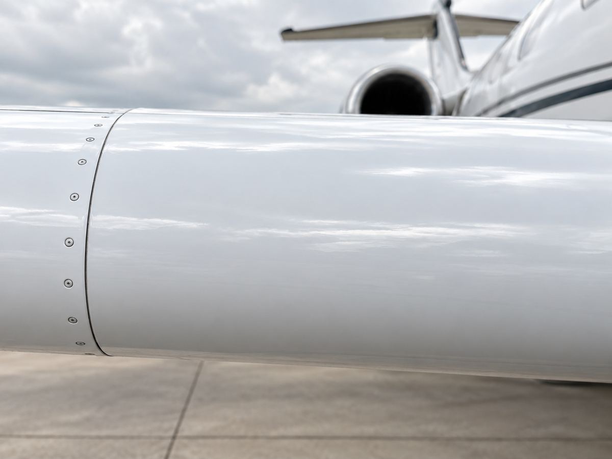 Clean, glossy wing leading edge after detailing