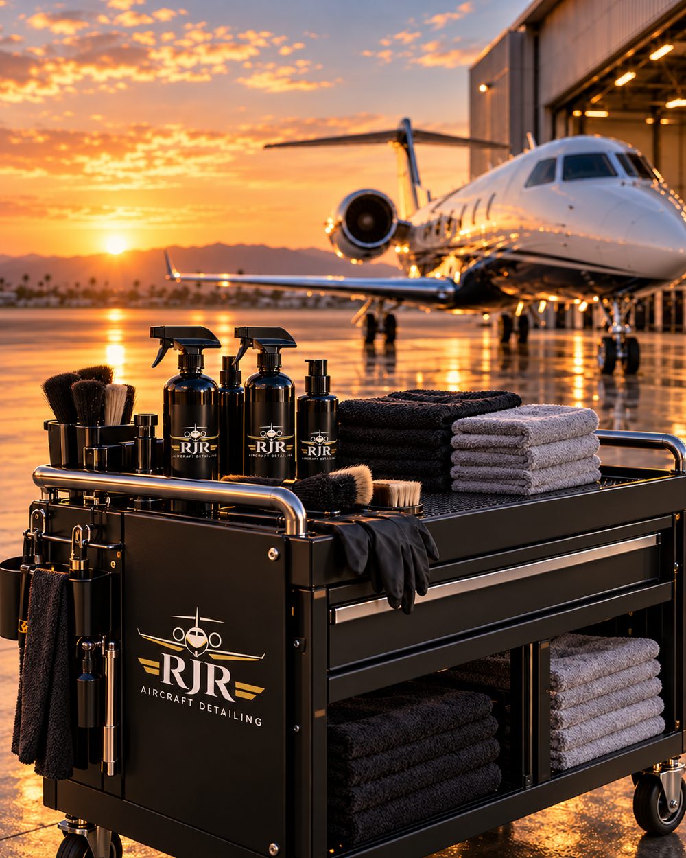 RJR Aircraft Detailing equipment cart staged on the ramp